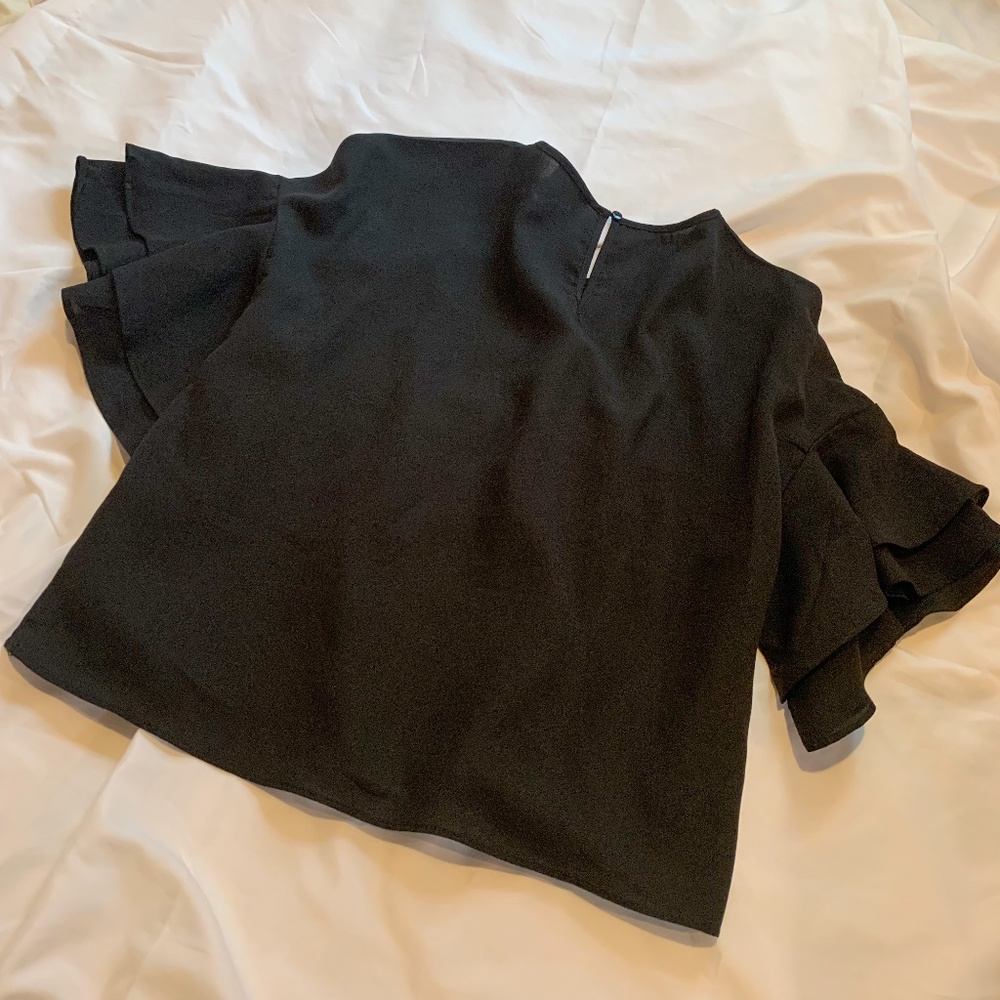 All Black, Ruffle Sleeved Blouse